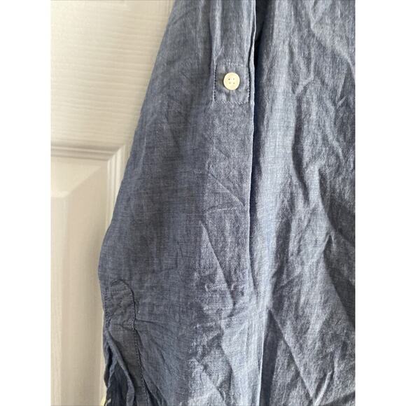 J Crew Women's XS Blue Chambray Pocket Tunic Preppy Coastal Nautical Boat Prep - Picture 5 of 5